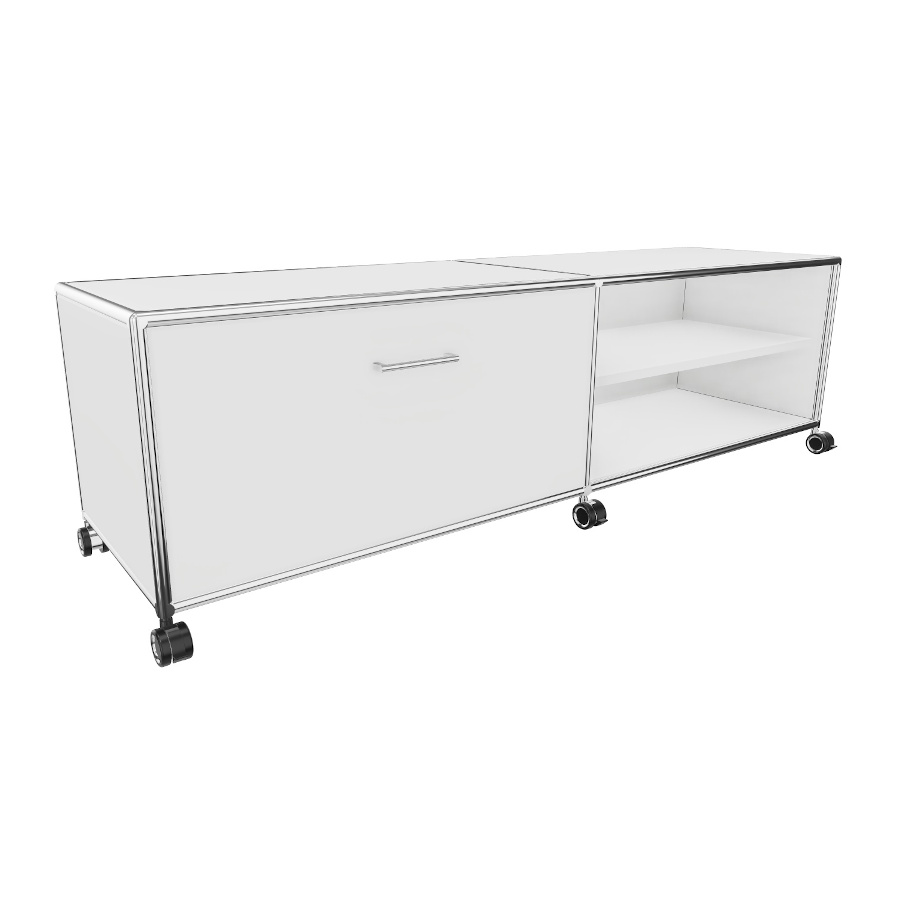 Bosse TV-Board 1 OH Breite 160 cm in Melamin Weiß mit 1 Klappe und 1 offenen Fach