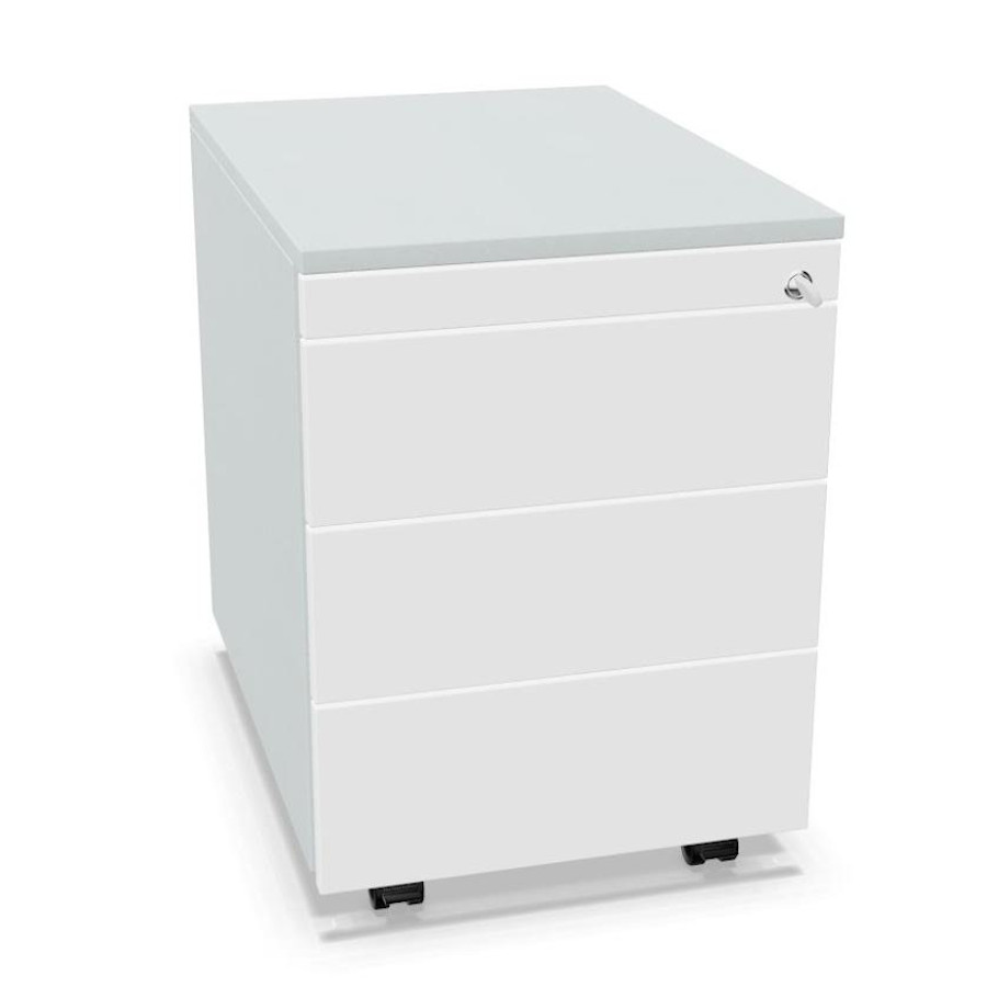 Palmberg Rollcontainer ORGA PLUS 333+1 perlgrau und weißer Front 60 cm Tiefe