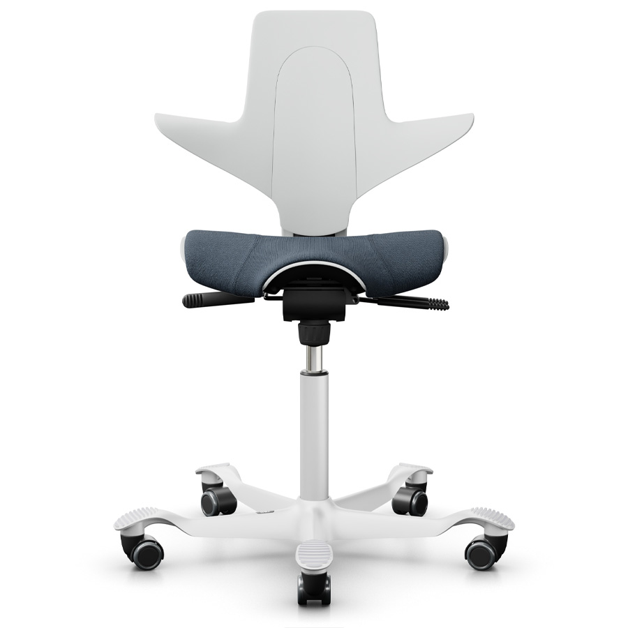 HAG Capisco Puls 8020 weiß mit Polster Cura blau 66165