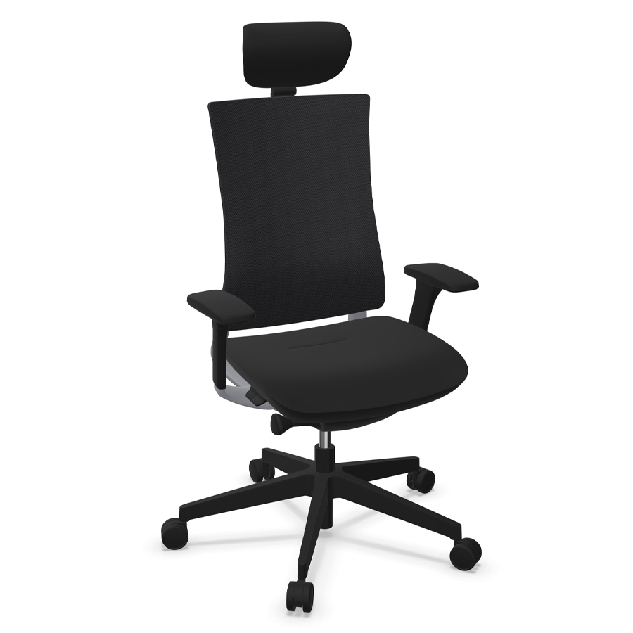 Profim Violle 151 SFL mit Netzrücken - Sitzpolster schwarz Stoff next + Fußkreuz/Gestell Alu anthrazit