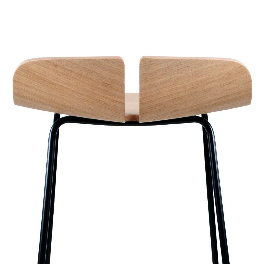 lapalma LINK Barhocker - Gestell schwarz - Sitz Eiche gebleicht - Rückseite Nahaufnahme