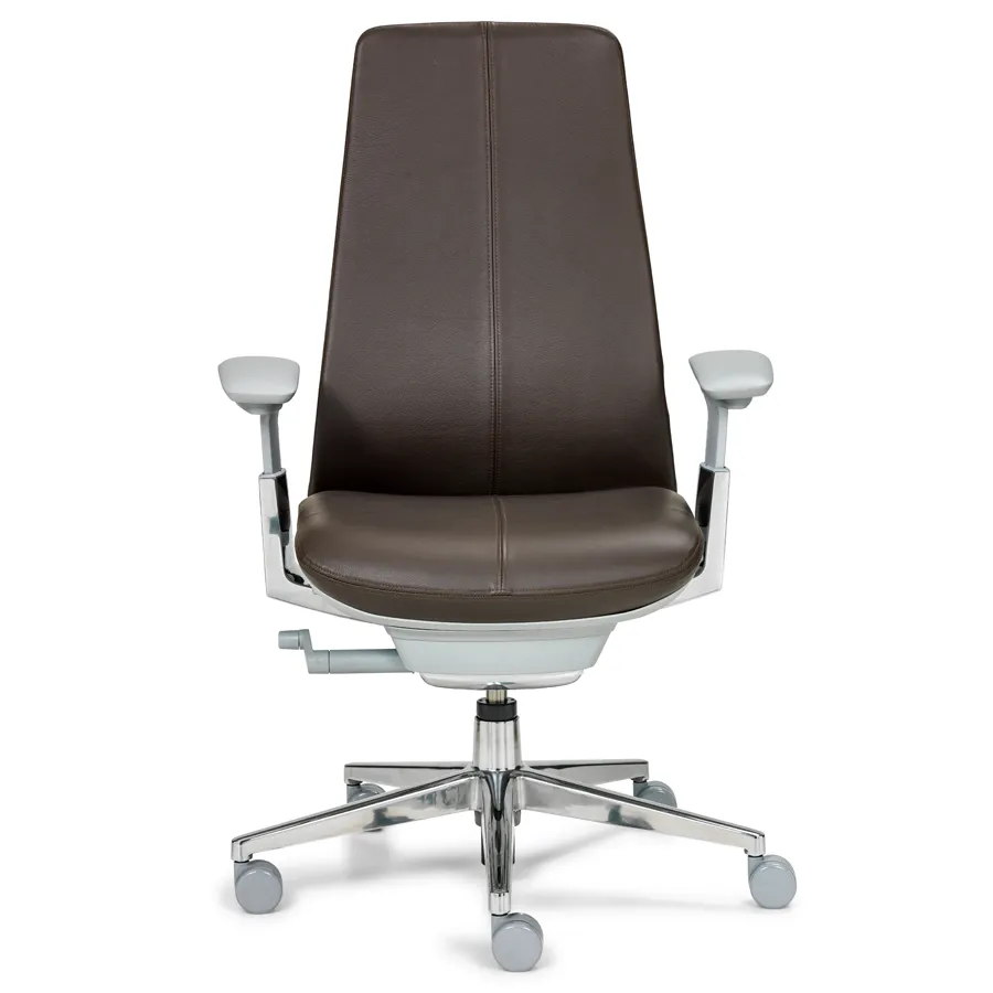 HAWORTH Fern Leder 1148 - Kunststoffteile Fog - Gestell Alu poliert - Front