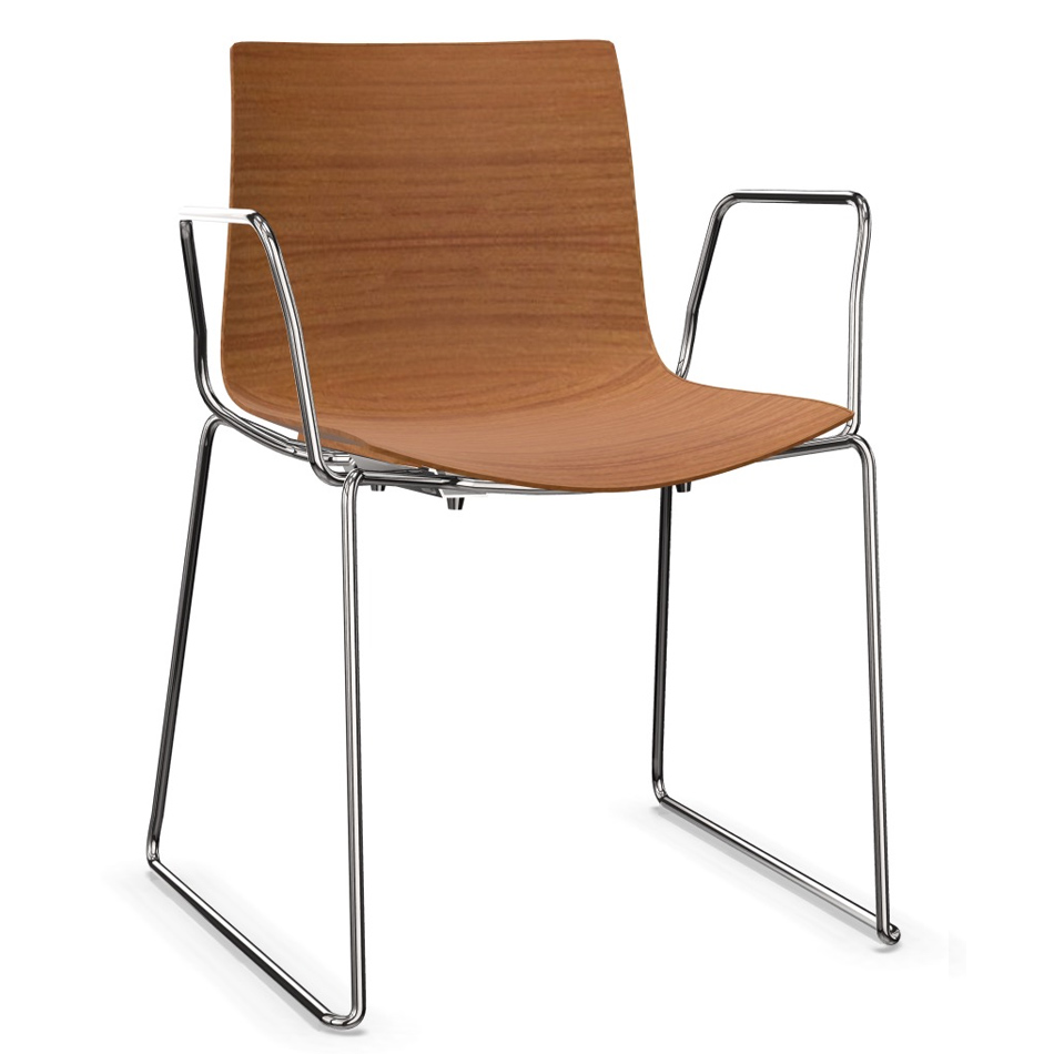 Arper CATIFA 46 0378 Eichenschale mit Kufengestell Stahl verchromt