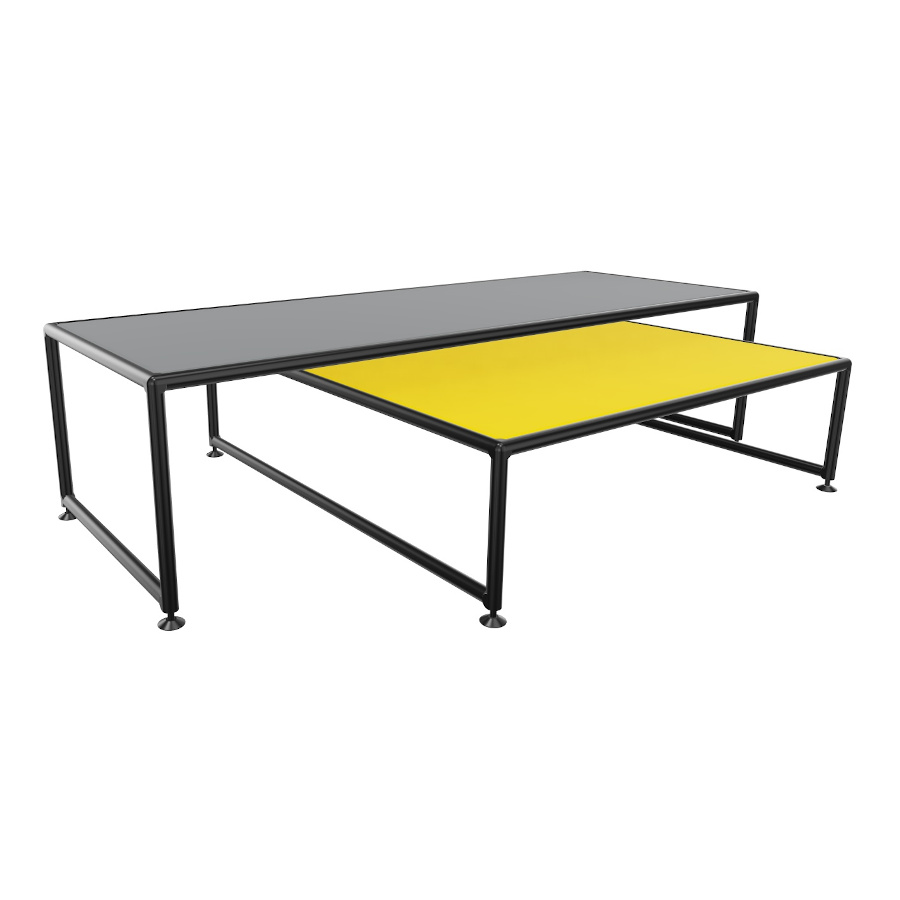 Bosse Bügel-Couchtisch Set Black Edition hoch und niedrig in Melamin Schwarz & Le Corbusier