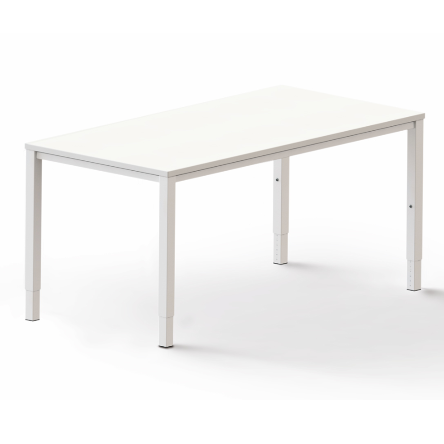 Schreibtisch SINAC von Palmberg Rohr-in-Rohr Gestell Quadratrohr weiß