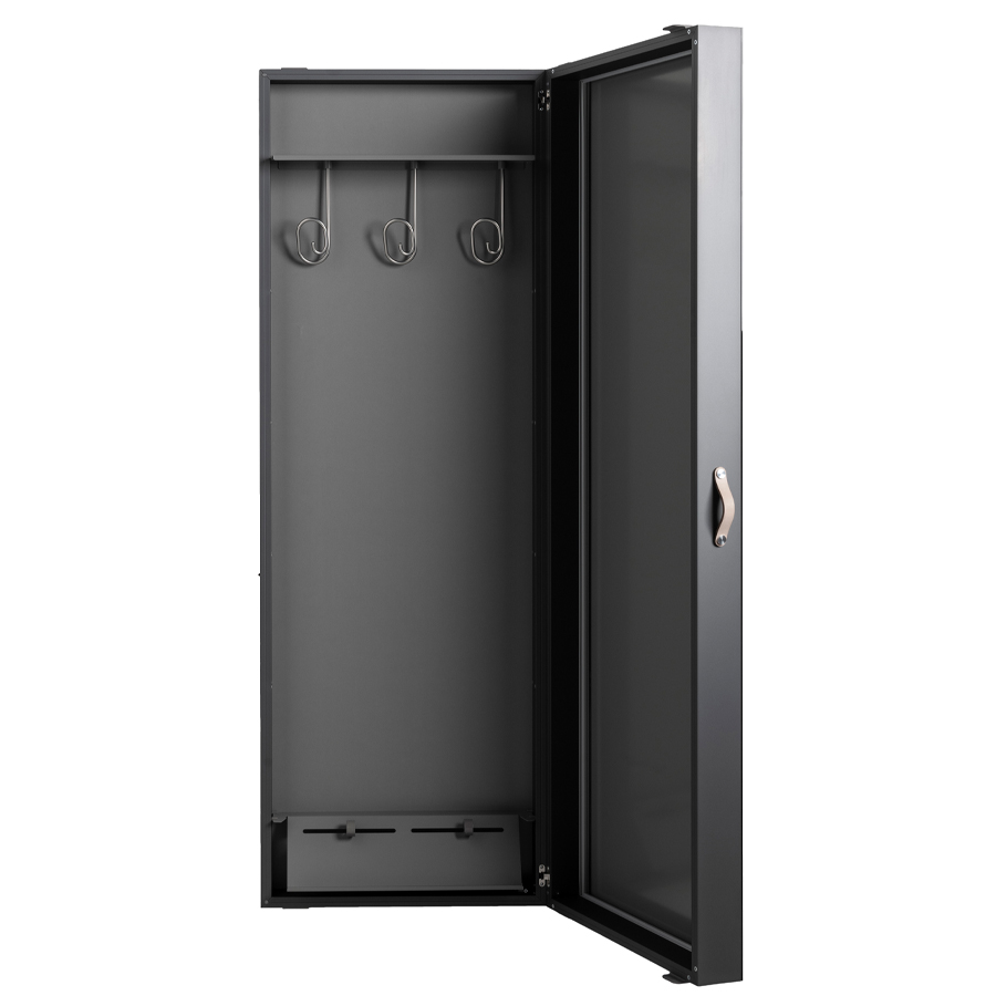 Kristalia BOXOne Spiegelmöbel mit Ledergriff natur - Ausführung Alu schwarz - Beispielbild