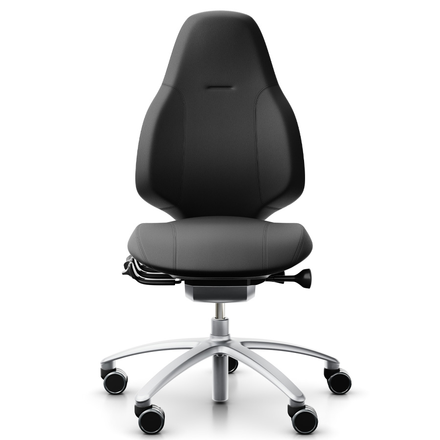 RH Mereo 220 mit hoher Rückenlehne - Leder schwarz - Frontansicht