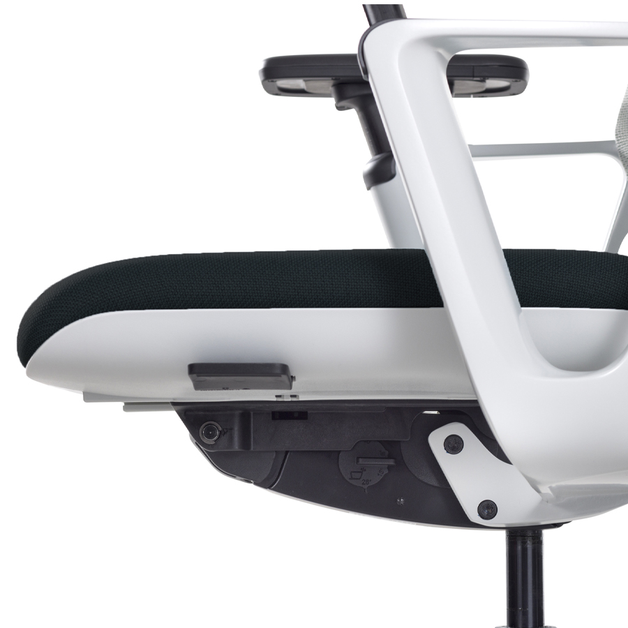 Klöber CONNEX2 (cnx88) Drehstuhl Netzrücken weiß-grau - Bezug schwarz - Nahaufnahme Sitz