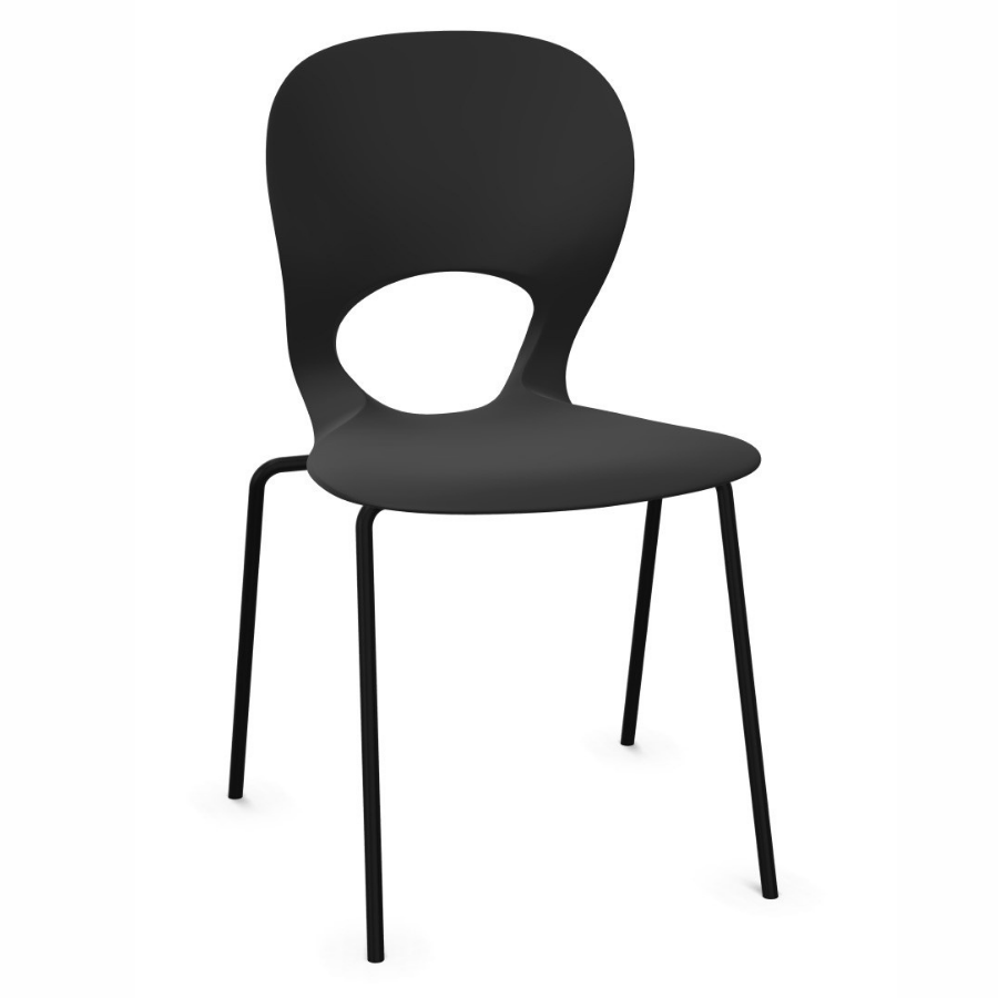 Kristalia PIKAIA Stuhl mit Vierfußgestell schwarz
