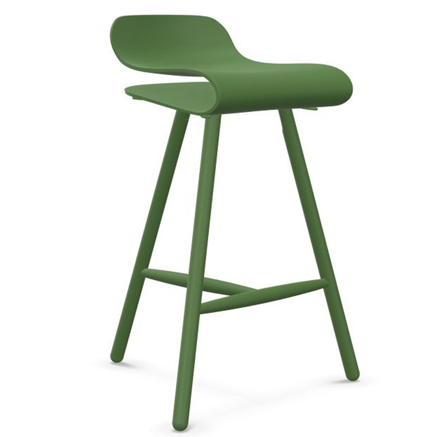 Kristalia BCN Barhocker mit Holzgestell grasgrün