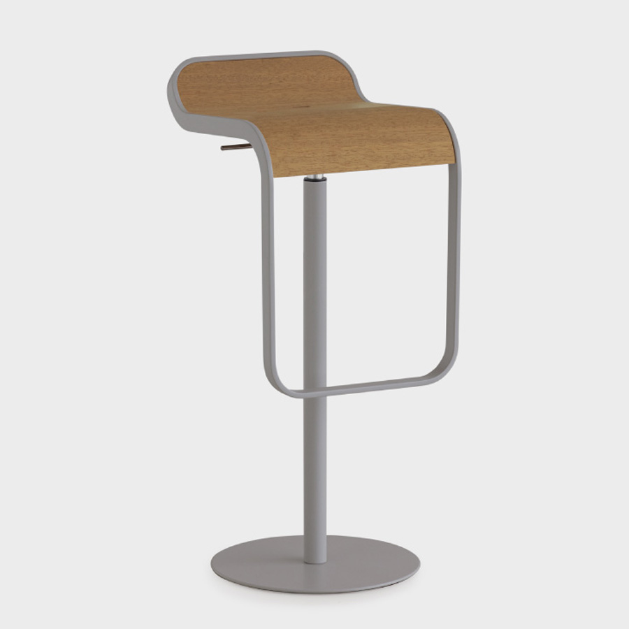 lapalma LEM ES81 Barhocker Outdoor | Grau mit Sitzfläche aus Holz