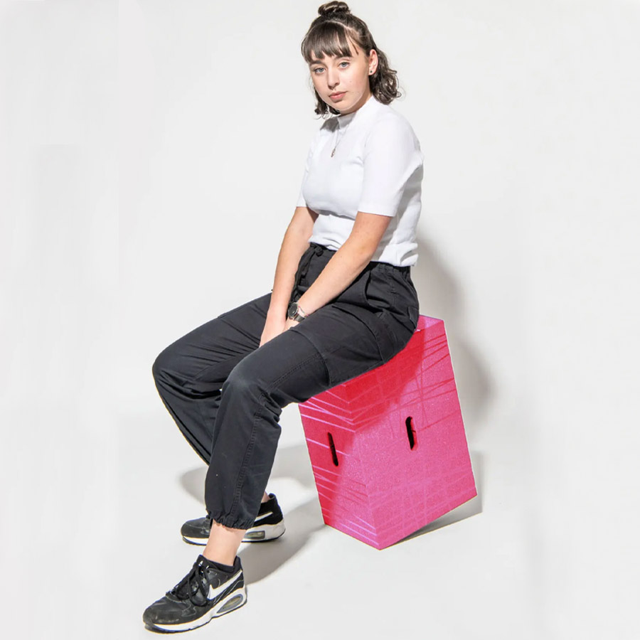 wp Xbrick Sitzwürfel Hocker multifunktionaler Baustein magenta - Beispielbild