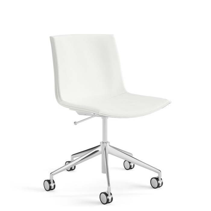 Arper CATIFA Up Leder Elmo soft weiß mit Gestell Alu glänzend