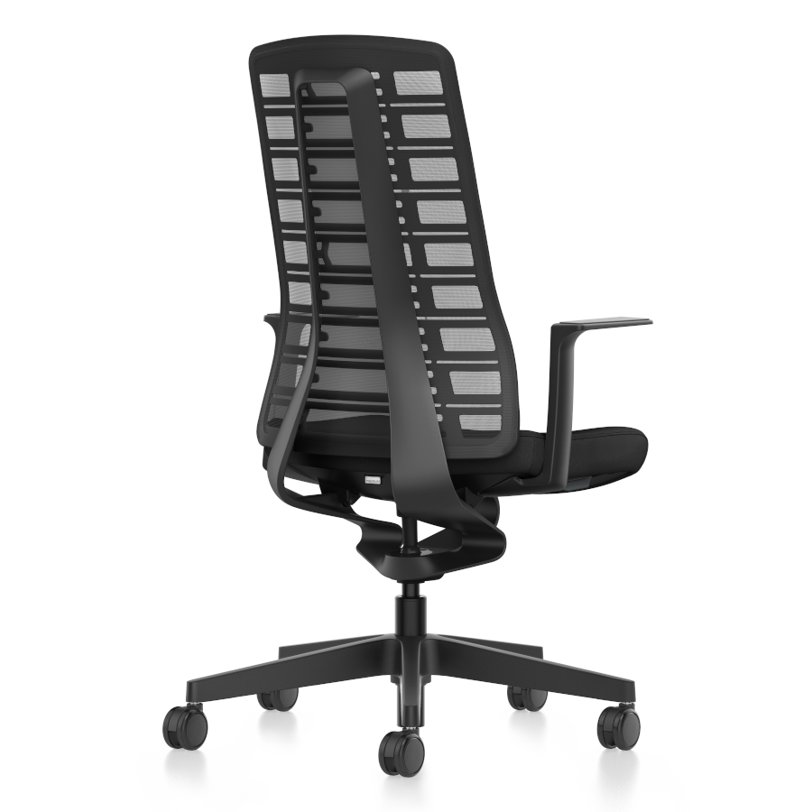 Interstuhl PUREis3 PU213 in Schwarz | Sitzbezug Era schwarz | Rückansicht seitlich