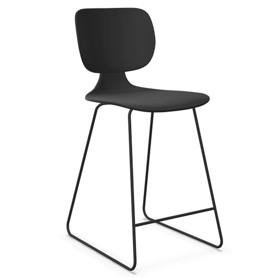 Klöber CoMeet steel (com55h) - Sitzhöhe 61 cm - Kunststoffschale schwarz - Kufengestell schwarz