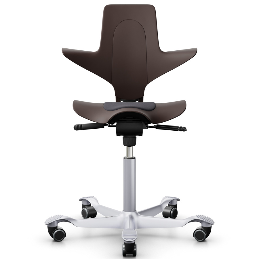 HAG Capisco Puls 8010 Braun mit Kissen Capture charcoral Gestell silber