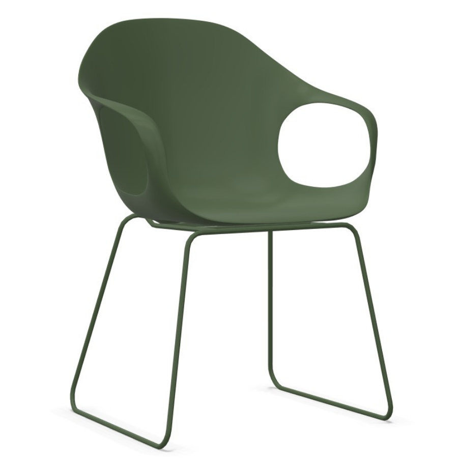 Kristalia ELEPHANT Stuhl olivgrün mit Kufengestell olivgrün - Frontansicht