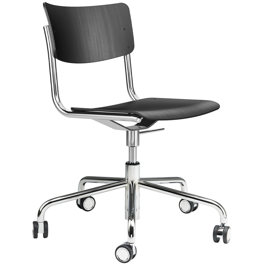 THONET Drehsessel S 43 DR schwarz - Gestell und Rollen verchromt