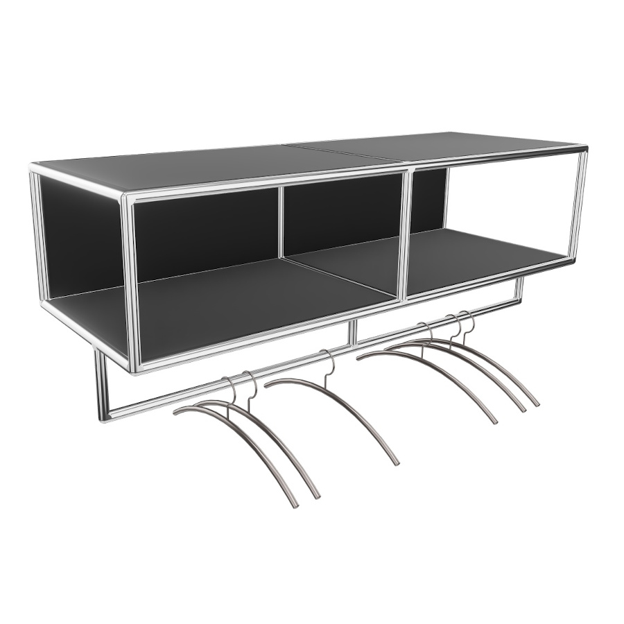 Bosse Garderobe Chrom Breite 120 cm in Melamin Schwarz