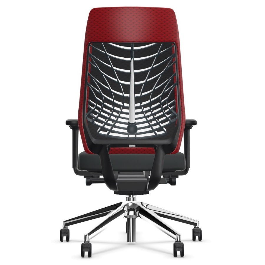 Interstuhl JOYCEis3 (JC31C) Netzfarbe feuerrot Polsterfarbe schwarz - Rückansicht