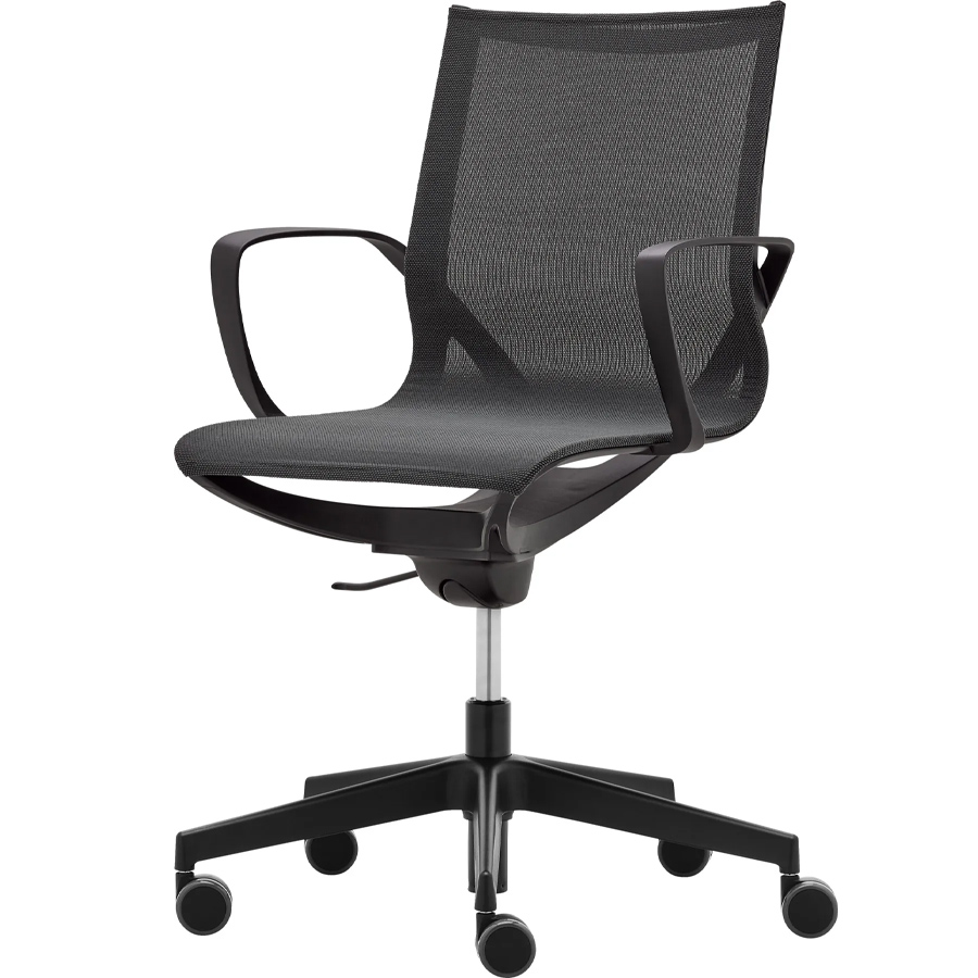 Rim Zero G Gestell schwarz, Sitzpolster 441 schwarz, mit festen Armlehnen, Fußkreuz schwarz