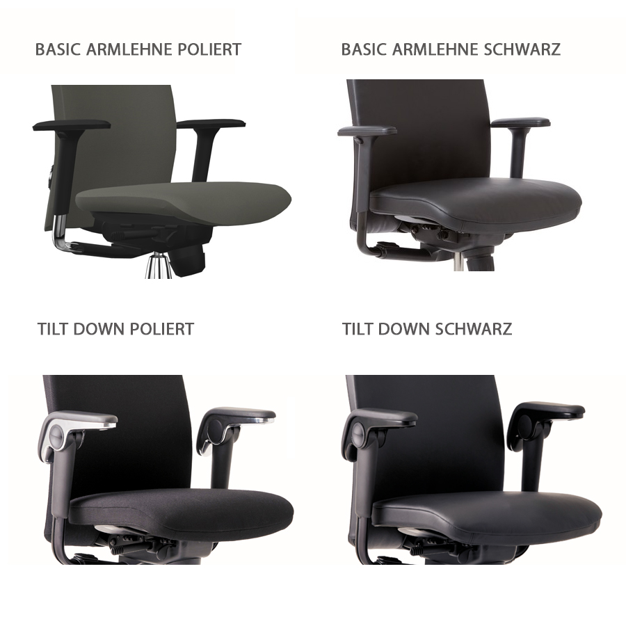 Basic und TiltDown Armlehne poliert oder schwarz