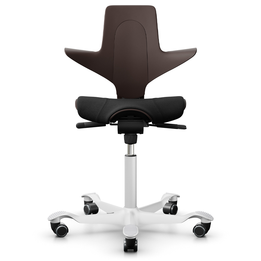 HAG CAPISCO PULS 8020 braun mit Stoff Cura schwarz - Gestell weiß - Frontansicht