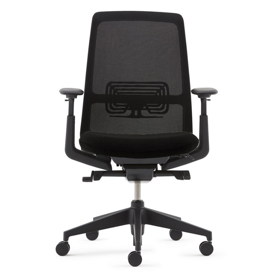 HAWORTH Soji Bürodrehstuhl schwarz mit Netzrücken - Vorderansicht