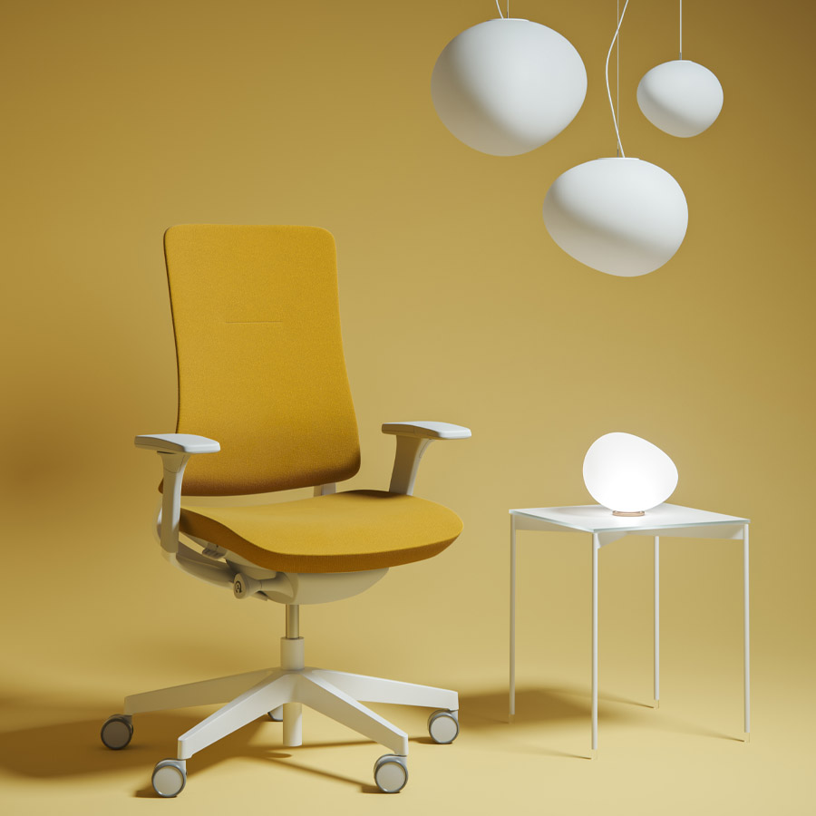 Profim Violle 130 SFL mit Polsterrücken hellgrau und Bezug NEXT gelb