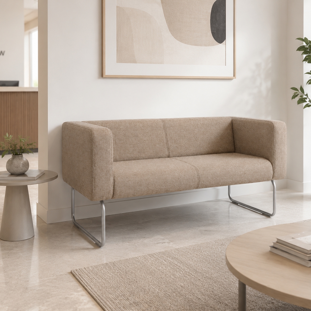 Bejot 2-Sizter Sofa Legvan Stoff beige Wartezimmer