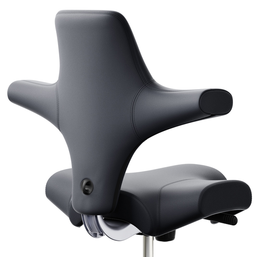 HAG CAPISCO 8106 Lederbezug Anthrazit Sattelsitz - Gestell silber - Nahaufnahme