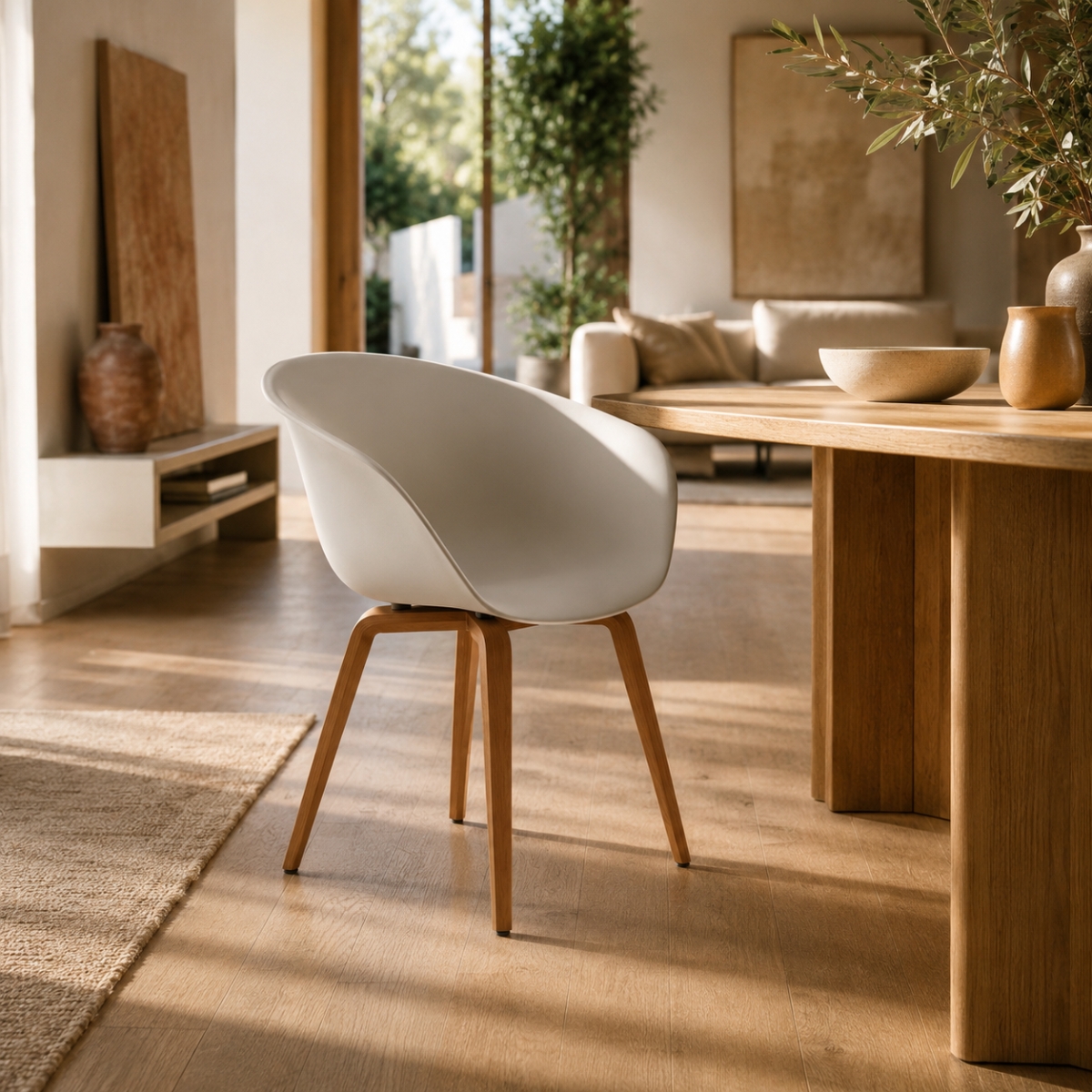arper duna 02 mit holzgestell, schale beige