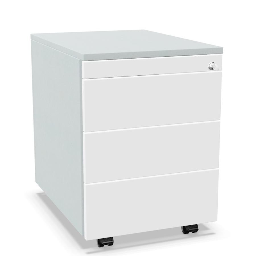 Palmberg Rollcontainer ORGA PLUS 333+1 perlgrau und weißer Front