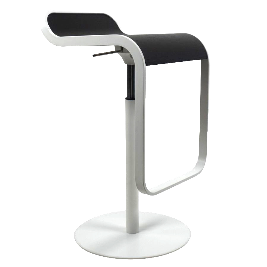 Lapalma LEM Barhocker - Gestell weiß - Gasfeder chrom - Sitz Holz schwarz offenporig
