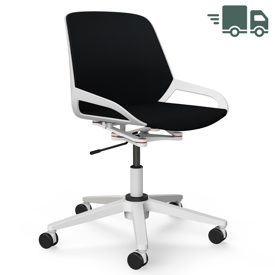 Aeris Numo Task weiß - Fußkreuz mit Rollen - Sitz- u. Rückenpolster Cura schwarz