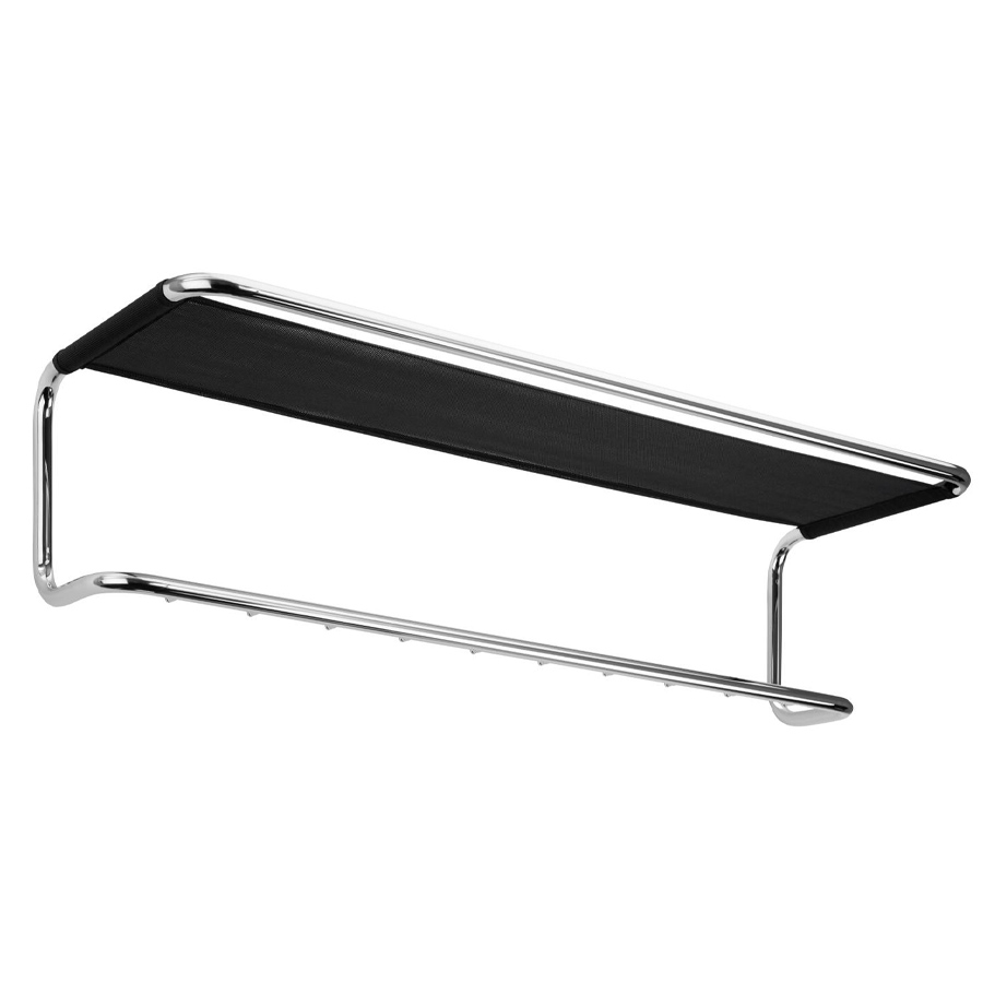 THONET Stahlrohr Garderobe Hutablage S 1520 Netzgewebe schwarz - Gestell verchromt
