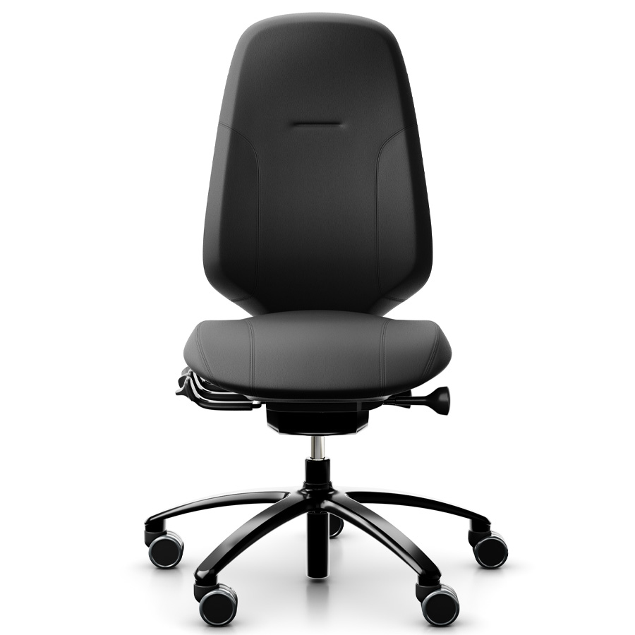RH Mereo 300 black hohe Rückenlehne - Leder schwarz - Frontansicht