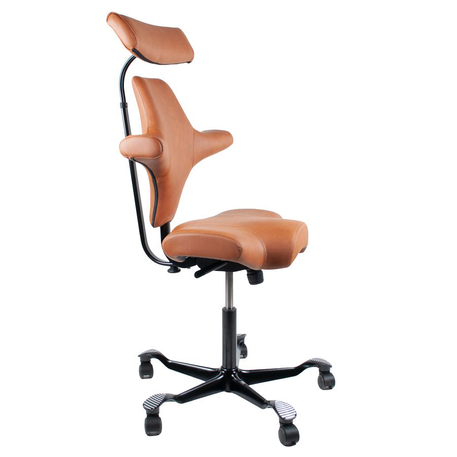 HAG Capisco 8107 - Leder Paloma Soft 5429 natur mit Nackenstütze - Gestell schwarz