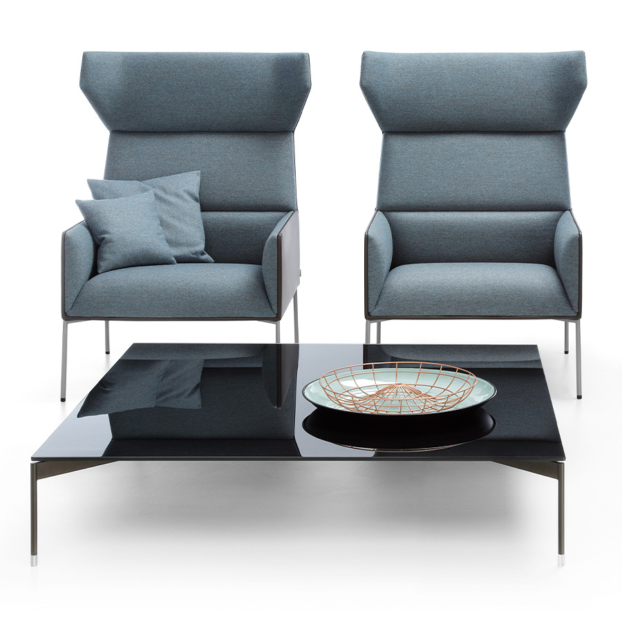 Profim Chic Beistelltisch CS40 mit eckiger Tischplatte Glas schwarz