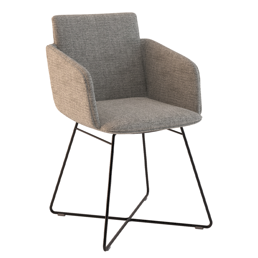 W. Schillig Chevalier Stuhl mit Armlehnen und Drahtrohrgestell