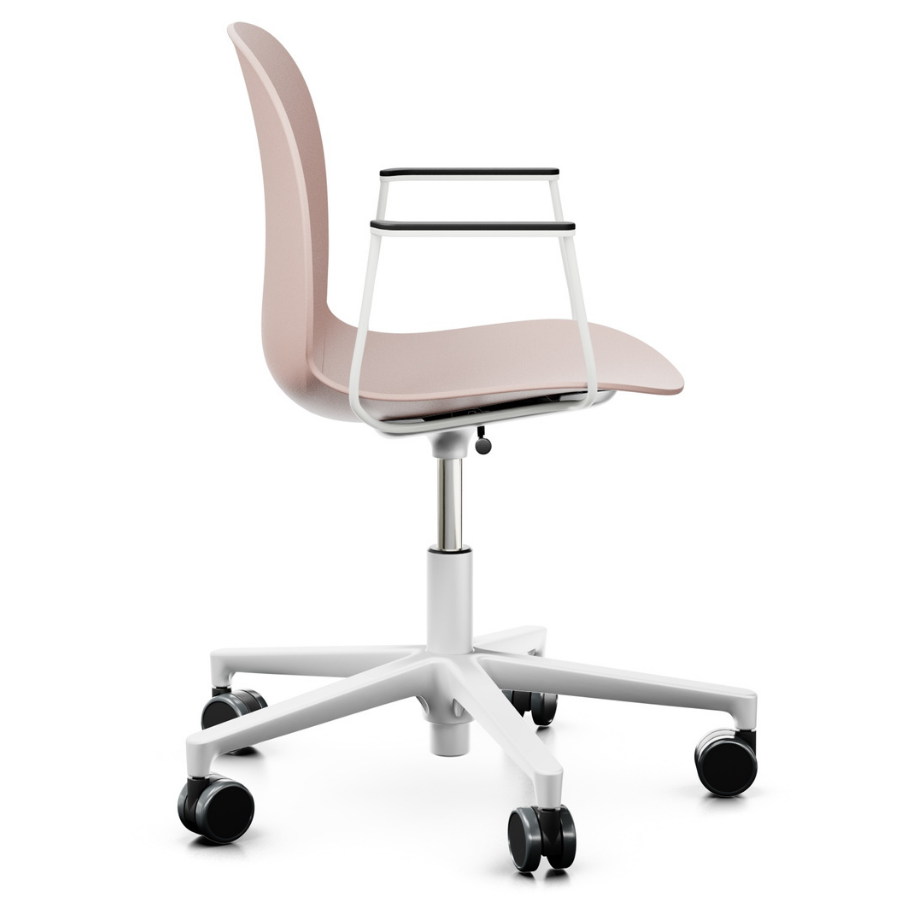 Profim Noor (6070) Bürostuhl Sitzschale rosa mit Armlehnen - Seitenansicht