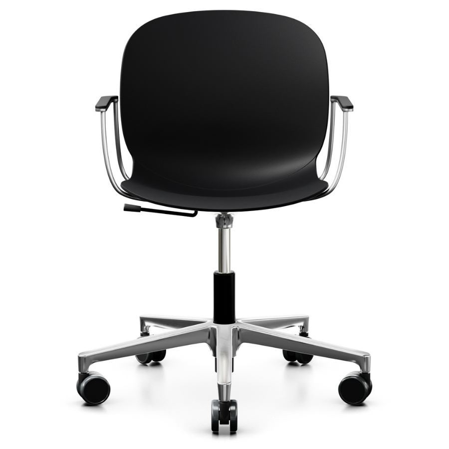 Profim Noor (6070) Bürostuhl auf Rollen Sitzschale schwarz Gestell Alu poliert mit Armlehnen