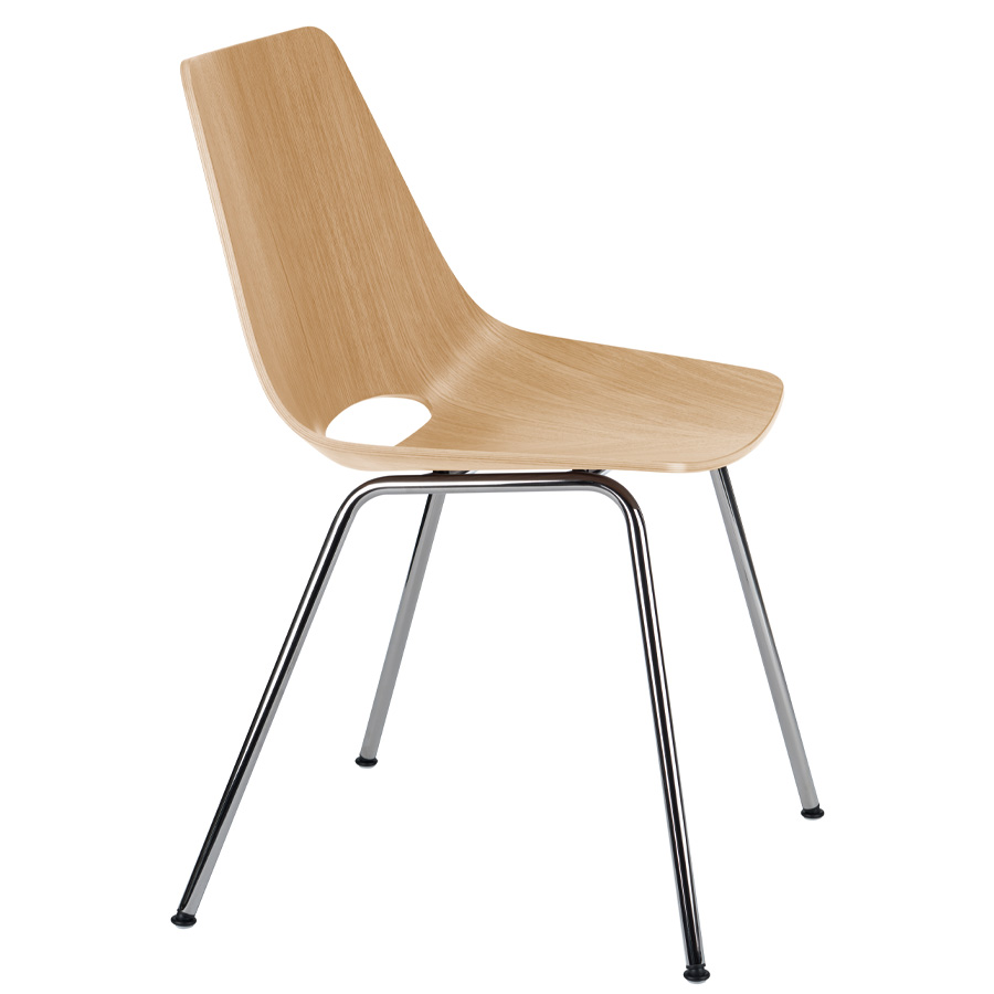 THONET S 661 Stahlrohrstuhl Edelholz Eiche - Gestell chrom - Seitenansicht