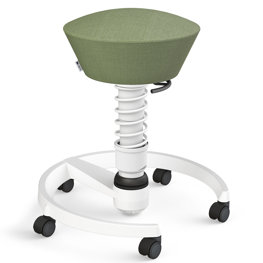 Aeris Swopper Capture Wolle grün-beige meliert - Rollen - Gestell weiß - Standardfeder