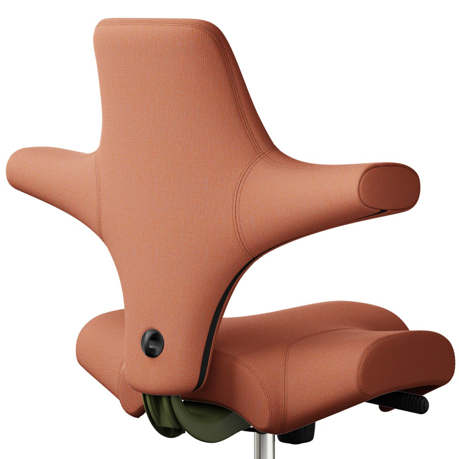 HAG Capisco 8106 Stoff Capture Farbe orange-rot 4301 - Gestell Moss grey - Nahaufnahme