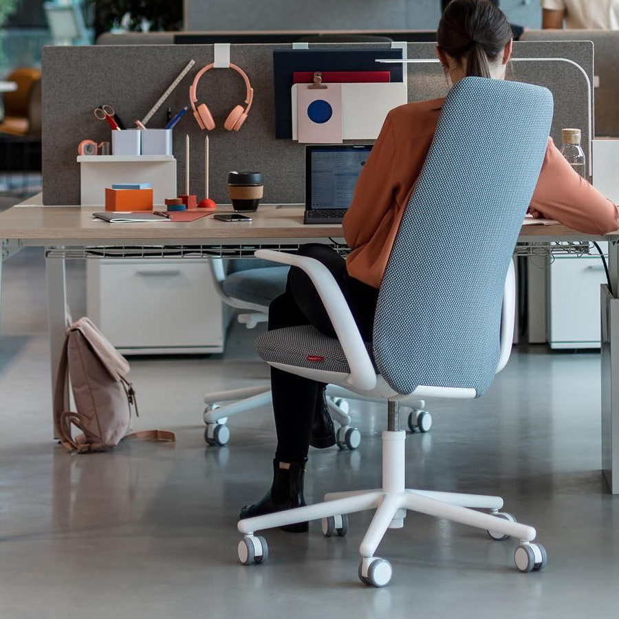 HAWORTH Nia Bürostuhl - Stoff Diagonale chevron blau - hohe Rückenlehne