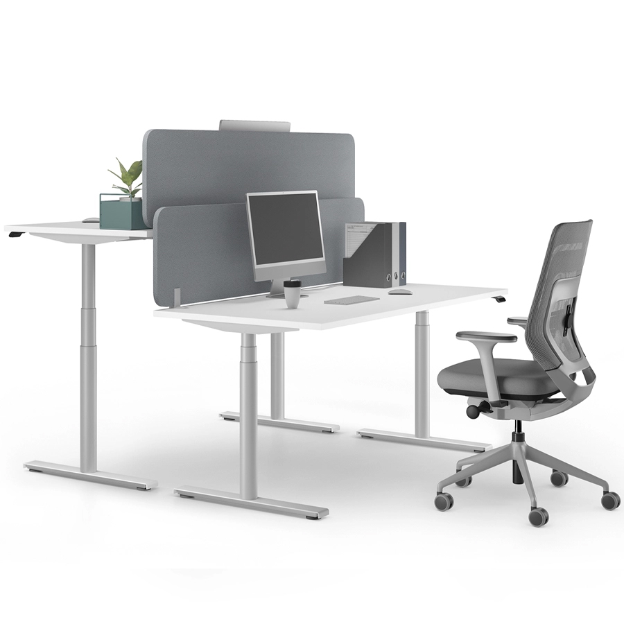 fm FOURACTION 130 Schreibtisch | Gestell silber | Platte weiß | Beispielbild
