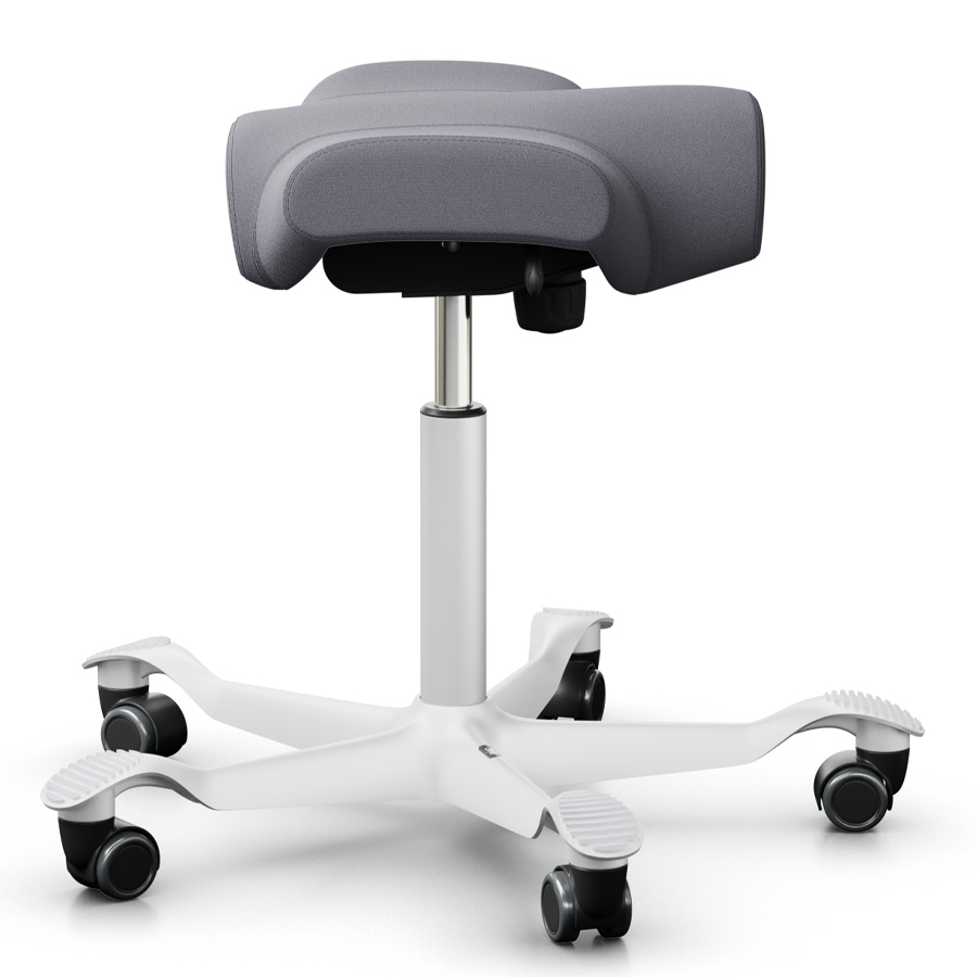 HAG CAPISCO  8105 Hocker Stoff Xtreme grau - Gestell weiß - Seitenansicht