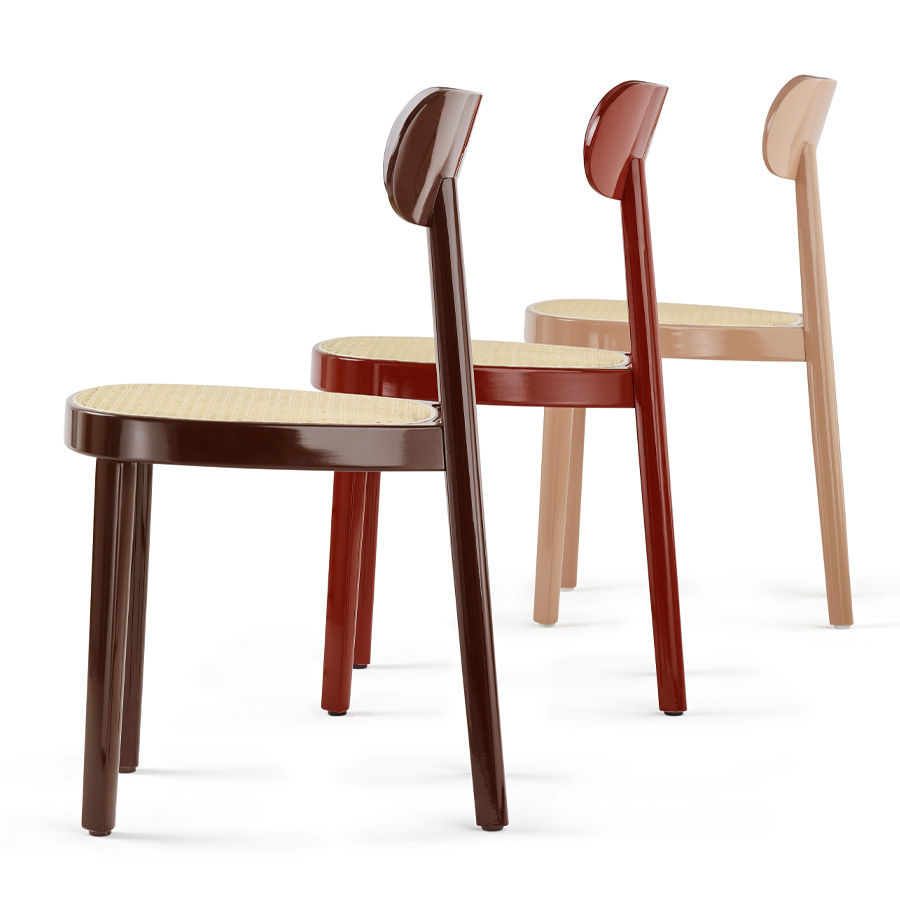THONET 118 Holzstuhl | Rohrgeflecht-Sitz | Hochglanzlack altrosa | Beispielbild