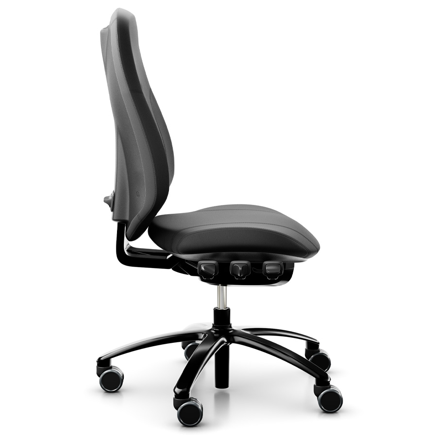 RH Mereo 300 black hohe Rückenlehne - Leder schwarz - Seitenansicht